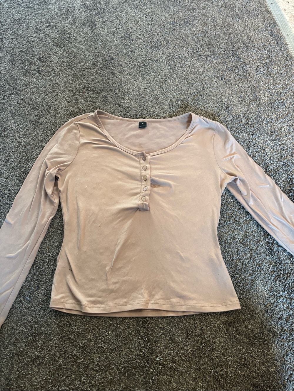 SHEIN Light Mauve Long Sleeve Henley Top